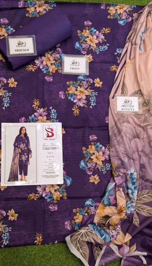 Binsaeed❤️ Bana Dora 3-Piece Unstitched Suit Summer Lawn Collection 2025 - Image 4