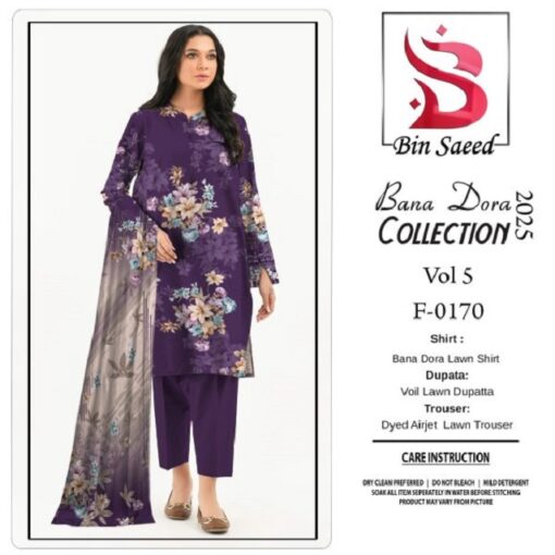 Binsaeed❤️ Bana Dora 3-Piece Unstitched Suit Summer Lawn Collection 2025 - Image 5