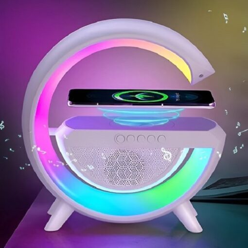 🌈 G-Shape Multifunctional Lamp & Bluetooth Speaker with Wireless Charging (BT2301) 💡 RGB Mood Lamp | Fast Wireless Charger | Bluetooth Speaker | FM Radio 💰 Price: Rs. 3399 Only 🚚 Free Home Delivery
