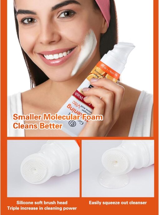 "Vitamin C Foam Face Wash – Deep Cleansing, Anti-Freckles, Blackhead Remover, Brightening & Moisturizing Cleanser – 100g Tube with Free Home Delivery in Pakistan"