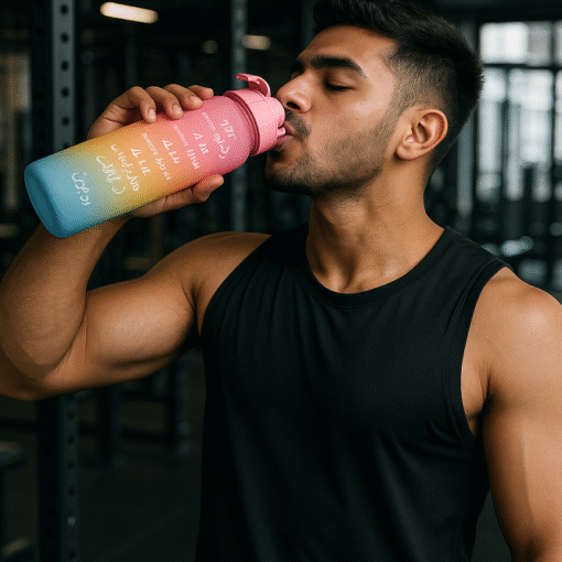💧 3 Pcs Motivational Sports Water Bottles Colorful Time Marker Frosted Bottles 📦 Set of 3 Bottles (Random Colors)