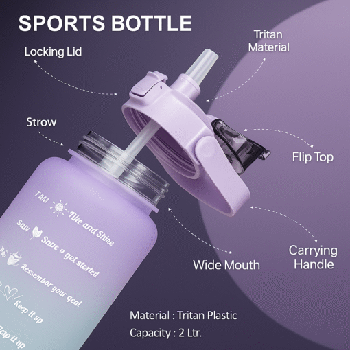 💧 3 Pcs Motivational Sports Water Bottles Colorful Time Marker Frosted Bottles 📦 Set of 3 Bottles (Random Colors) - Image 7