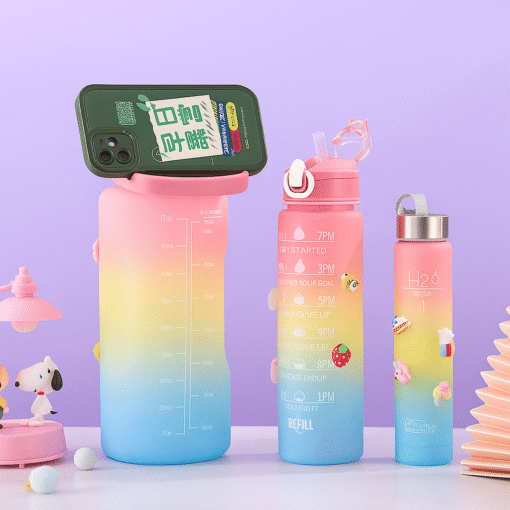 💧 3 Pcs Motivational Sports Water Bottles Colorful Time Marker Frosted Bottles 📦 Set of 3 Bottles (Random Colors) - Image 8