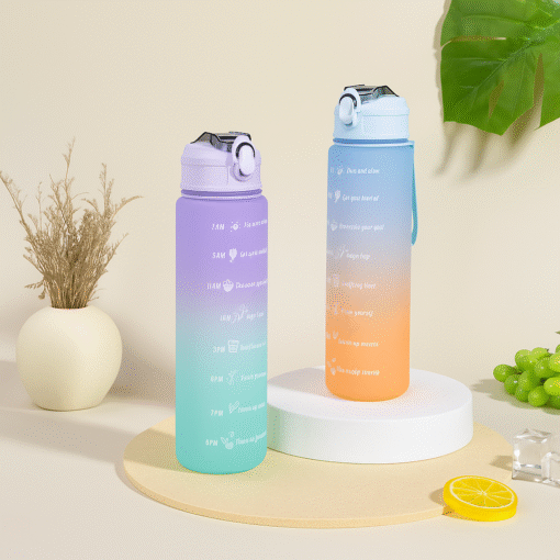 💧 3 Pcs Motivational Sports Water Bottles Colorful Time Marker Frosted Bottles 📦 Set of 3 Bottles (Random Colors) - Image 10