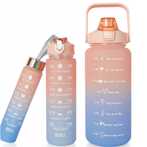 💧 3 Pcs Motivational Sports Water Bottles Colorful Time Marker Frosted Bottles 📦 Set of 3 Bottles (Random Colors) - Image 2