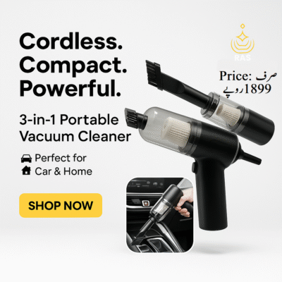 3 In 1 Portable Wireless Vacuum Cleaner – Hand-held Air Duster (Model: 228)Price: صرف 1899 روپے 📦 RAS Store | 🚚 Free Home Delivery 🛒 ابھی آرڈر کریں!