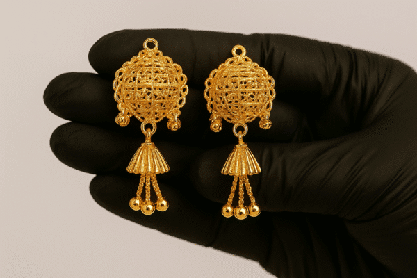 Luxurious Gold Plated Bridal Earrings – Antique Traditional Design for Women & Girls
