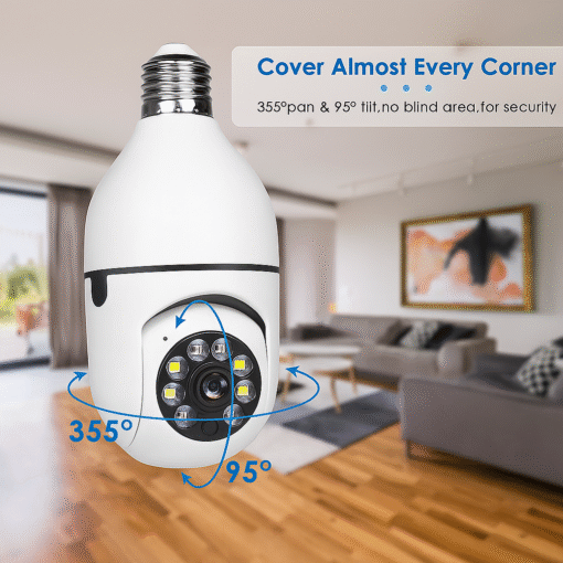 V380 Full HD 1080P Wireless PTZ IP Bulb Camera with Night Vision, Wide Angle, and Two-Way Audio - Image 2