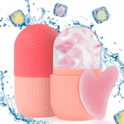 Ice Roller Facial Massage | Silicone Cleansing Ice Lattice | Ice Cube Roller With Scrub in Random Color - Enhance Skin Elasticity, Reduce Puffiness, and Tighten Pores