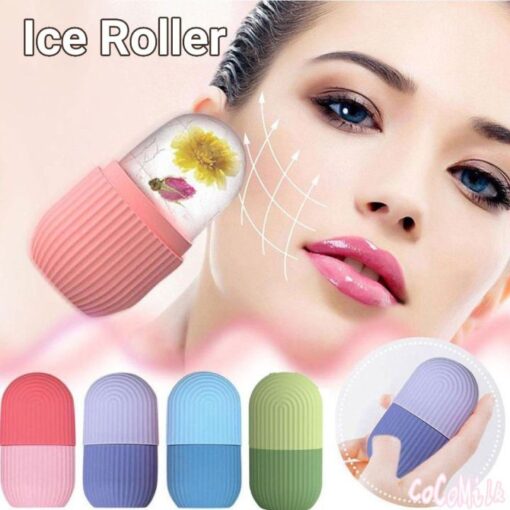 Ice Roller Facial Massage | Silicone Cleansing Ice Lattice | Ice Cube Roller With Scrub in Random Color - Enhance Skin Elasticity, Reduce Puffiness, and Tighten Pores