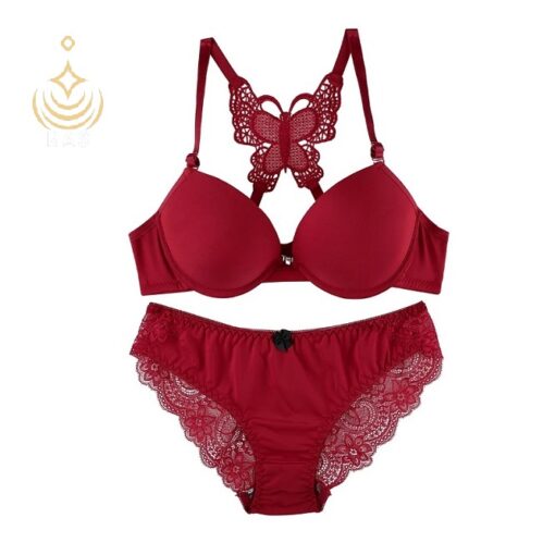 Elegant Butterfly Back Push-Up Bra & Panty Set – Front Closure, Comfortable Everyday Lingerie - Image 2