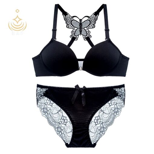 Elegant Butterfly Back Push-Up Bra & Panty Set – Front Closure, Comfortable Everyday Lingerie - Image 22