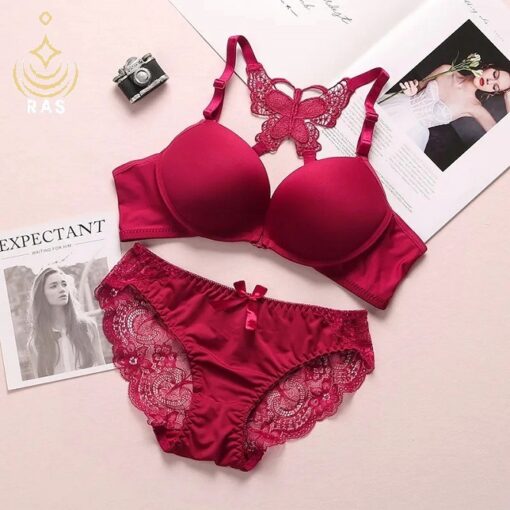 Elegant Butterfly Back Push-Up Bra & Panty Set – Front Closure, Comfortable Everyday Lingerie - Image 3
