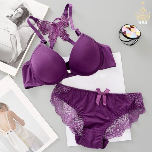 Elegant Butterfly Back Push-Up Bra & Panty Set – Front Closure, Comfortable Everyday Lingerie - Image 8