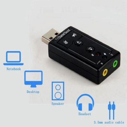 Pack of 3 USB 7.1 CH External Sound Card Adapters – 3D Audio with 3.5mm Jack