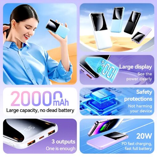 Remax RPP-623 Powerbank 20000mAh | 20W+22.5W Fast Charging | LED Display | Dual Input | Multi-Device Compatibility - Image 7