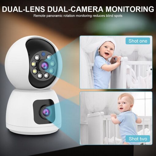 Smart 4K 8MP Indoor Home Security Camera Dual Lens Night Vision Two Way Audio App Monitoring