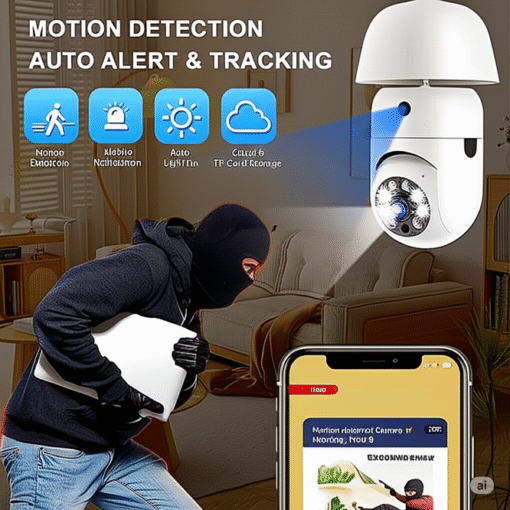 Wireless 360° PTZ Smart Bulb Camera – 4MP Dual Lens | 1080P HD | Night Vision | Two-Way Audio | IP WiFi Surveillance - Image 6