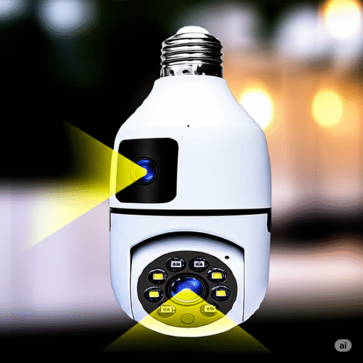 Wireless 360° PTZ Smart Bulb Camera – 4MP Dual Lens | 1080P HD | Night Vision | Two-Way Audio | IP WiFi Surveillance