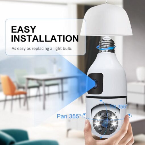 Wireless 360° PTZ Smart Bulb Camera – 4MP Dual Lens | 1080P HD | Night Vision | Two-Way Audio | IP WiFi Surveillance - Image 9