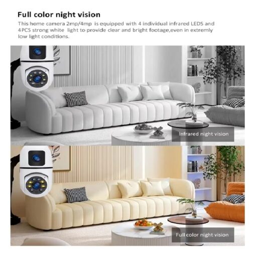 Wireless 360° PTZ Smart Bulb Camera – 4MP Dual Lens | 1080P HD | Night Vision | Two-Way Audio | IP WiFi Surveillance - Image 10