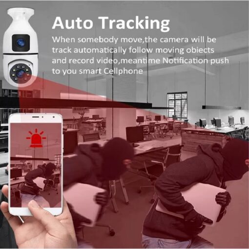 Wireless 360° PTZ Smart Bulb Camera – 4MP Dual Lens | 1080P HD | Night Vision | Two-Way Audio | IP WiFi Surveillance - Image 11