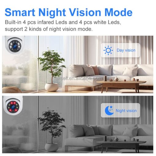 Wireless 360° PTZ Smart Bulb Camera – 4MP Dual Lens | 1080P HD | Night Vision | Two-Way Audio | IP WiFi Surveillance - Image 16