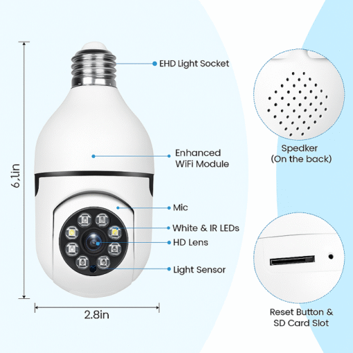 V380 Full HD 1080P Wireless PTZ IP Bulb Camera with Night Vision, Wide Angle, and Two-Way Audio - Image 8