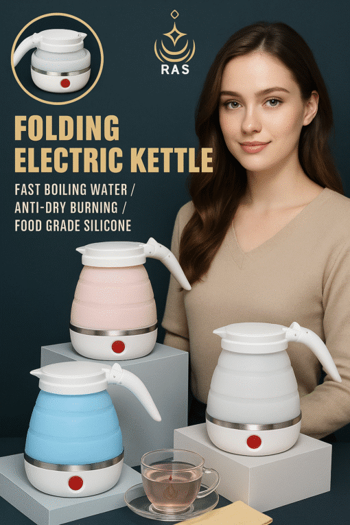 Fast-Boiling Portable Electric Travel Kettle-Foldable & Collapsible Silicone Bottle-Random Color 600ml