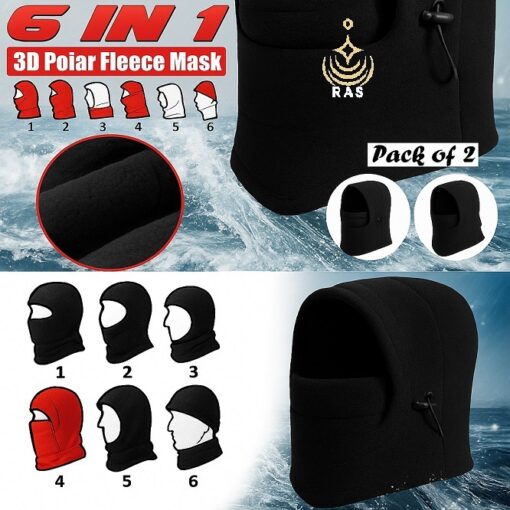 Pack of 2 - 6-in-1 Unisex Winter Fleece Thermal Balaclava–Neck Warmer, Ski Snood & Hood - Image 6