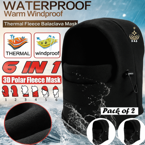 Pack of 2 - 6-in-1 Unisex Winter Fleece Thermal Balaclava–Neck Warmer, Ski Snood & Hood - Image 3
