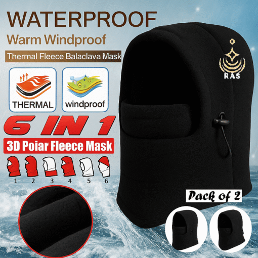 Pack of 2 - 6-in-1 Unisex Winter Fleece Thermal Balaclava–Neck Warmer, Ski Snood & Hood - Image 2