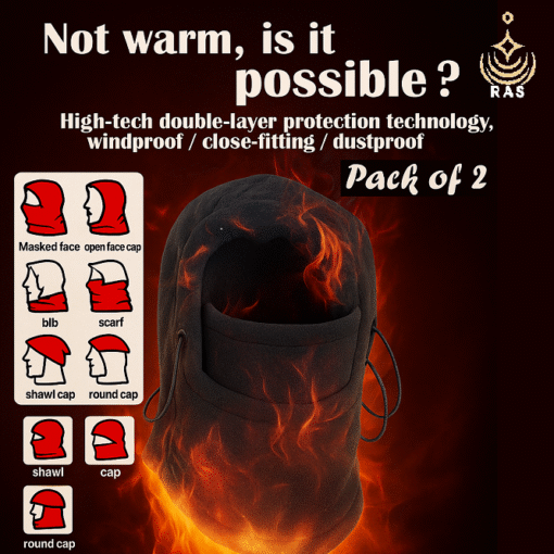 Pack of 2 - 6-in-1 Unisex Winter Fleece Thermal Balaclava–Neck Warmer, Ski Snood & Hood - Image 9