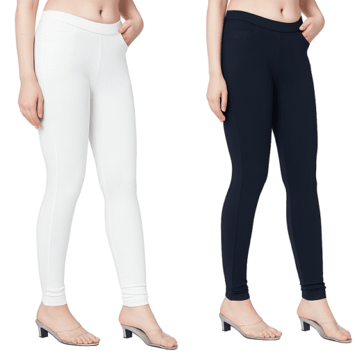 🖤🤍 Pack of 2 Tights Black & White Flexible, Stretchable & Stylish – Perfect for Daily Wear!