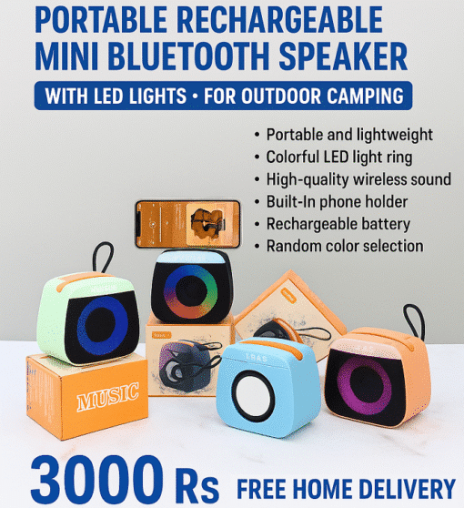 Portable Mini Bluetooth Speaker with LED Lights, Rechargeable & Wireless - Image 4