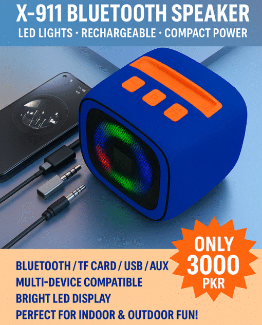 X-911 Wireless Mini Bluetooth Speaker with LED Lights-Rechargeable & Portable-Indoor/Outdoor Use-Random Color - Image 4