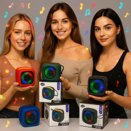 X-911 Wireless Mini Bluetooth Speaker with LED Lights – Rechargeable & Portable – Indoor/Outdoor Use – Random Color