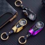 Luxury 4-in-1 Compass Watch Keychain – Arc Lighter & LED